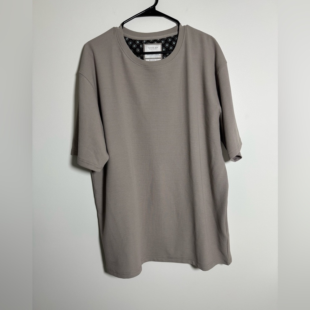 Cactus Man Ricky Singh Waffle Knit Tee XL Taupe Relaxed Fit